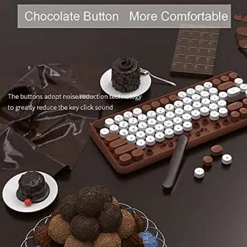 NACODEX 84 Key Bluetooth Typewriter Keyboard with Cute Retro Round Keycaps, Comfortable Ergonomic Wireless Mini Keyboard for iOS Window Android (Brown)