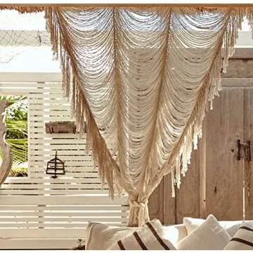 Macrame Curtain Boho Curtain Doorway Window Wall Decor Fiber Yarn Art Craftsmanship Bedroom Headboar...