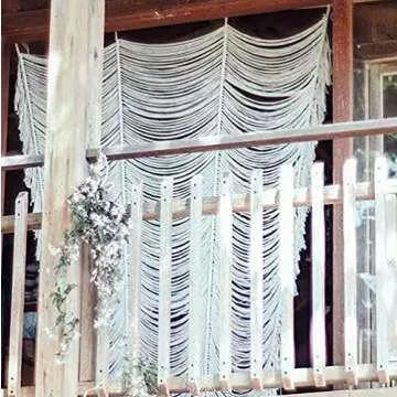 Macrame Curtain Boho Curtain Doorway Window Wall Decor Fiber Yarn Art Craftsmanship Bedroom Headboard Décor,59" W x 75" H