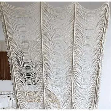Macrame Curtain Boho Curtain Doorway Window Wall Decor Fiber Yarn Art Craftsmanship Bedroom Headboard Décor,59" W x 75" H