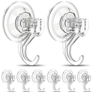 EAMOMORK Suction Cup Hooks for Shower, Large Clear Heavy Duty Suction Cup Hooks, Wreath Hangers for ...