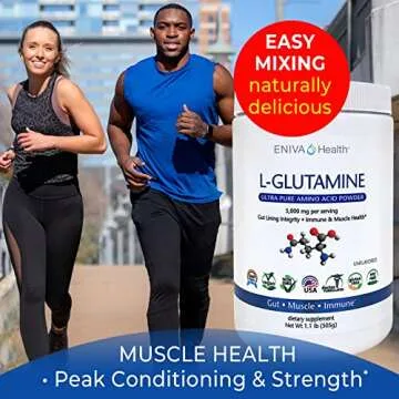 Eniva Health L-Glutamine Pure Powder, Unflavored (101 Servings) | Vegan, Gluten-Free, Sugar-Free, Non-GMO | Doctor-Formulated, USA Made | Gut Health, Leaky Gut, Bloating, Muscle Health, Immune System