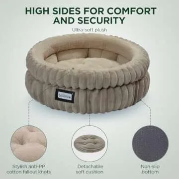 BALANCE Cat Bed Kitten Bed, Washable Round Cat Beds for Indoor Cats,Super Soft Plush Faux Fur Pet Bed for Puppy and Kitten with Anti-Slip Bottom