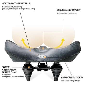 YLG Oversized Comfort Bike Seat - Premium Memory Foam Saddle, Waterproof and Universal Fit