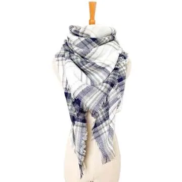 Wander Agio Women's Triangle Warm Plaid Scarf - Cozy Style
