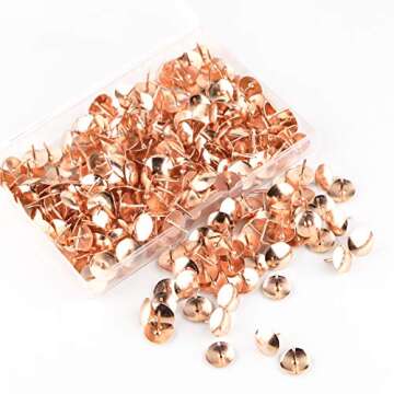 Yalis Thumb Tacks 300-count, Rose Gold Tacks 3/8-inch Steel Roundness Push Pins Office Tacks for Corkboard (Rose Gold)