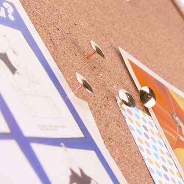 Yalis Thumb Tacks 300-count, Rose Gold Tacks 3/8-inch Steel Roundness Push Pins Office Tacks for Corkboard (Rose Gold)