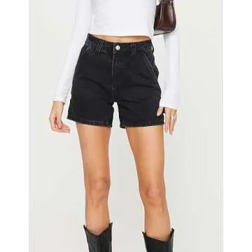 KMBANGI Y2K Women High Waisted Carpenter Denim Shorts