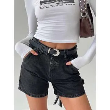 KMBANGI Y2K Women High Waisted Carpenter Denim Shorts