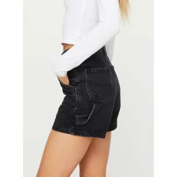 KMBANGI Y2K Women High Waisted Carpenter Denim Shorts