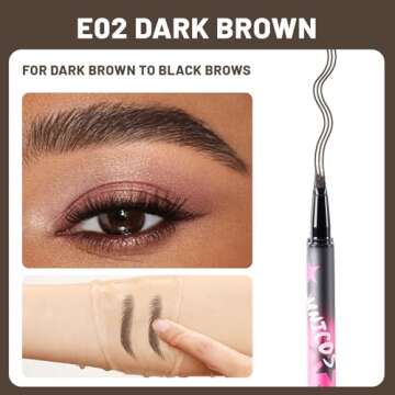 UNICOS Eyebrow Pen, 2-In-1 Eye Brow Makeup, Eyebrow Pencil with a Micro-Fork Tip Applicator, Waterpr...