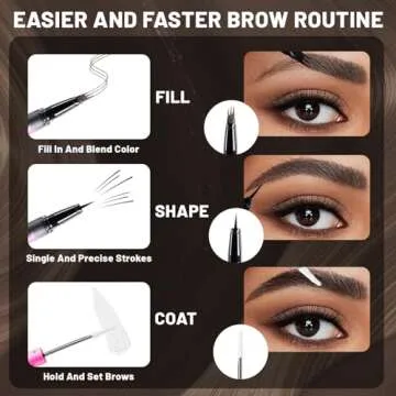 UNICOS Eyebrow Pen, 2-In-1 Eye Brow Makeup, Eyebrow Pencil with a Micro-Fork Tip Applicator, Waterproof&Smudge Proof, Natural Brow Brush, Last All-Day, Vegan&Cruelty-Free, Valentine's Gift for Her