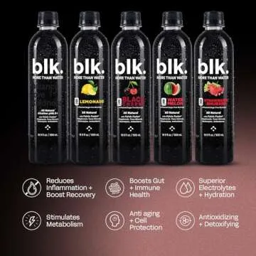 blk. Natural Mineral Alkaline Water, 16.9 oz. (500 mL), 12 Pack, 8 pH Water, Bioavailable Fulvic & Humic Acid Extract, Trace Minerals, Electrolytes to Hydrate, Repair & Restore Cells