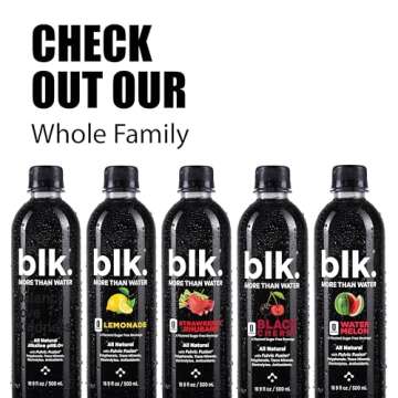 blk. Natural Mineral Alkaline Water, 16.9 oz. (500 mL), 12 Pack, 8 pH Water, Bioavailable Fulvic & Humic Acid Extract, Trace Minerals, Electrolytes to Hydrate, Repair & Restore Cells