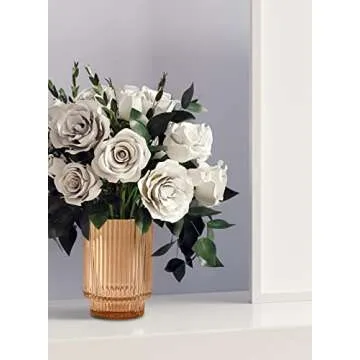 Amber Ribbed Glass Votive Holder for Elegant Décor