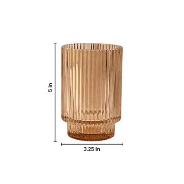 Amber Ribbed Glass Votive Holder for Elegant Décor
