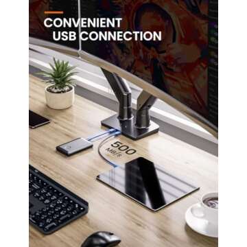 ErGear Dual Monitor Stand for 13 to 35 inches Screens, Max 26.4lbs Capacity Each, Heavy Duty Ultrawide Monitor Arm with USB Ports, Height Adjustable Monitor Desk Mount, VESA 75x75mm or 100x100mm