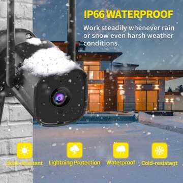 Septekon 2K Home Security Cameras 4 Pack, 2.4G Wired WiFi Security Camera Outdoor with Night Vision, Two-Way Audio, IP66, Motion Detection Alarm, Dual Antenna, Black