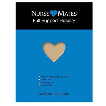 Nurse Mates Graduated Compression Full Support Pantyhose | 6 mmHg | Reduce Leg Fatigue | Re-Inforced...