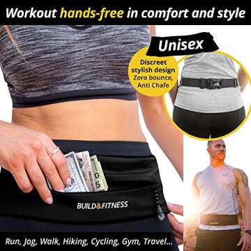 Adjustable BUILD & FITNESS Zipper Running Belt for Fitness