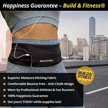 Adjustable BUILD & FITNESS Zipper Running Belt for Fitness