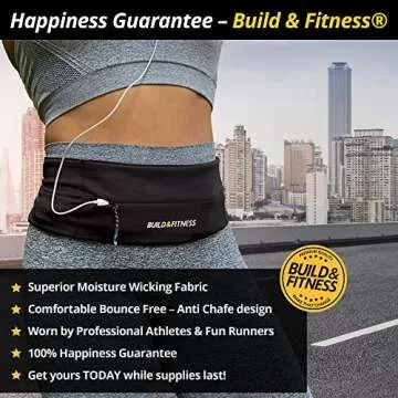 Adjustable BUILD & FITNESS Zipper Running Belt for Fitness