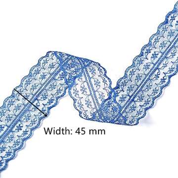 FQTANJU 12 Rolls 60 Yards Lace Ribbon Mixed Color Floral Pattern Fabric by The Roll, for Bridal Wedding Decorations, Invitation Cards, Hair Bow Making, DIY Sewing, Gift Wrapping, 1-3/4 Inch Wide