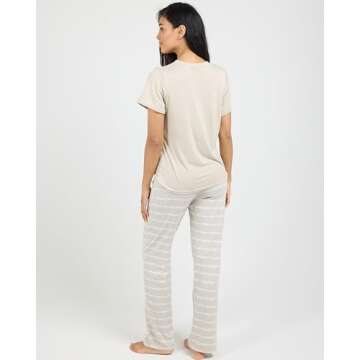 2 Pack: Plus Size Short Sleeve Pajamas For Women Sets Womens Pajama Sets Two Piece Pj Summer Pijamas De Mujer Cotton Pjs Pants Loungewear Sleepwear Matching Ladies Bottoms Comfy Soft Pyjamas Teen