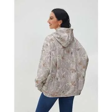 Eutten Womens Camo Hoodies Maple Leaf Print Oversized Sweatshirt Pullover Sweatshirts Long Sleeve with Pocket Fall Outfits