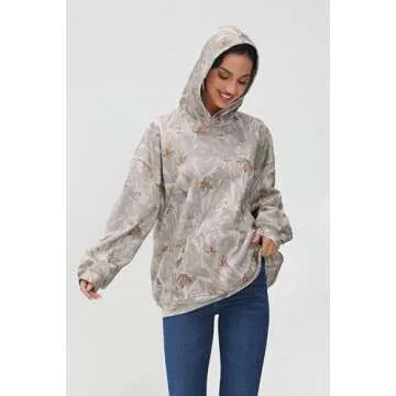 Eutten Womens Camo Hoodies Maple Leaf Print Oversized Sweatshirt Pullover Sweatshirts Long Sleeve with Pocket Fall Outfits