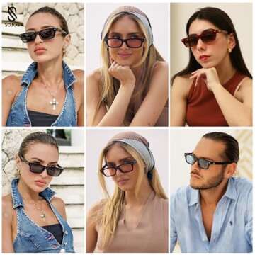 SOJOS Trendy Polarized Rectangle Sunglasses – Retro Vintage Style
