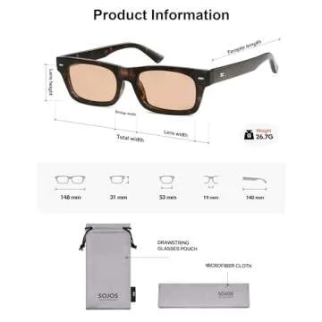 SOJOS Trendy Polarized Rectangle Sunglasses for All