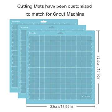 REALIKE 12x12 Lightgrip Cutting Mat for Cricut Maker 3/Maker/Explore 3/Air 2/Air/One(3 Mats), Gridded Adhesive Non-Slip Cut Mat for Crafts, Quilting, Sewing and All Arts