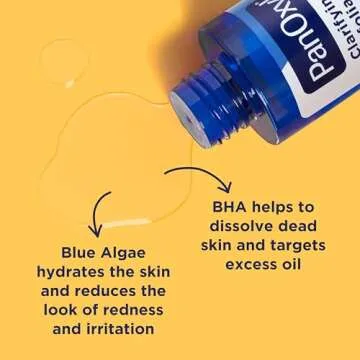 PanOxyl Clarifying Exfoliant with 2% Salicylic Acid, BHA Liquid Exfoliant for Face, Unclogs, Minimizes Appearance of Pores, Blue Algae and Antioxidants Help Calm Redness, For Acne Prone Skin, 4 fl oz