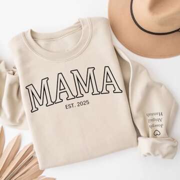 Custom Mama Sweatshirt with Kids Names - Perfect Gift