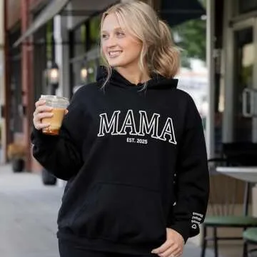 Custom Mama Sweatshirt with Kids Names - Perfect Gift