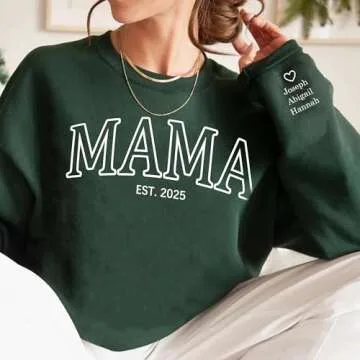 Custom Mama Sweatshirt with Kids Names - Perfect Gift