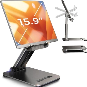 LISEN Tablet Stand for iPad Stand Holder Desk, Foldable iPad Pro Holder Portable Monitor Stand Trave...
