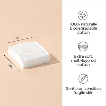 Diane Cotton Squares – 100% Real Cotton – Soft, Gentle on Face, Use for Makeup and Nail Polish R...