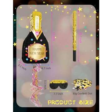 MUWOOB New Years Pinata, Adult Piñata with Stick Blindfold and Confetti, New Years Eve Pinata, Nye ...