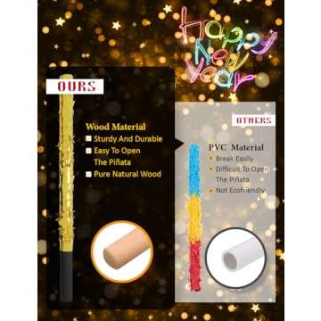 MUWOOB New Years Pinata, Adult Piñata with Stick Blindfold and Confetti, New Years Eve Pinata, Nye Champagne Bottle Pinata Party Games Decorations, Photo Prop, Table Centerpiece