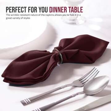 Utopia Home Burgundy Cloth Napkins (12 Pack, 20x20 Inches), Ideal Dinner Napkins for Party, Wedding and Lunch/Dinner