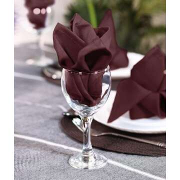 Utopia Home Burgundy Cloth Napkins (12 Pack, 20x20 Inches), Ideal Dinner Napkins for Party, Wedding and Lunch/Dinner