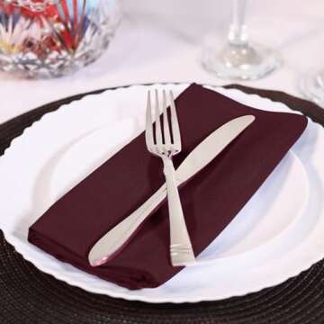 Utopia Home Burgundy Cloth Napkins (12 Pack, 20x20 Inches), Ideal Dinner Napkins for Party, Wedding and Lunch/Dinner