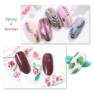 Nail Stickers Decals for Nail Art - Flamingo Decor Butterfly Designer Nail Stickers for Acrylic Nails Water Transfer Leaf Flower Designs Decorations for Women Nail Tattoos for Gel Polish - 29 Sheets