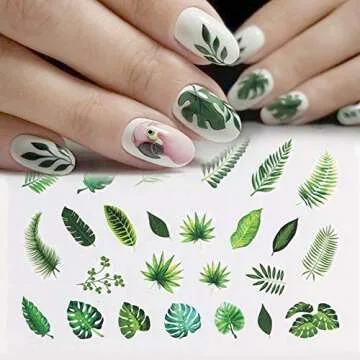 Nail Stickers Decals for Nail Art - Flamingo Decor Butterfly Designer Nail Stickers for Acrylic Nails Water Transfer Leaf Flower Designs Decorations for Women Nail Tattoos for Gel Polish - 29 Sheets