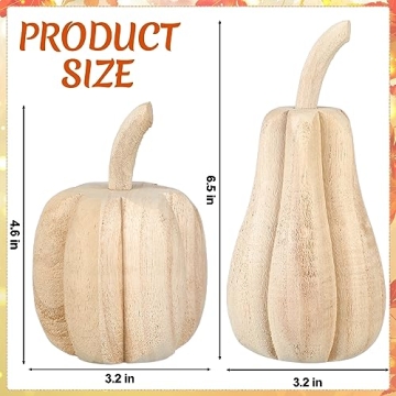 Rustic Hand-Carved Wood Pumpkins Farmhouse Decor Thanksgiving Halloween