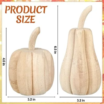 Rustic Hand-Carved Wood Pumpkins Farmhouse Decor Thanksgiving Halloween