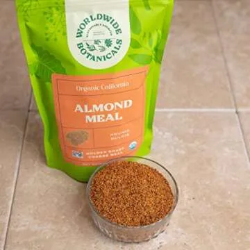Worldwide Botanicals Organic Roasted Almond Meal - Golden Roast to Enhance Flavor of Baked Goods. Not a Bland Flour, Our Meal Brings Delicious Nuttiness to Gluten Free, Vegan and Paleo Dishes! 1 Pound