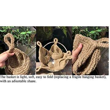 LD FRIENDLY STRANGERS Jute Hanging Basket Wall planters-Small for Plants Succulent Wall Decor,Teardrop Hanging Herb Pot Holder 3 inch Outside Diameter for in/Outdoor Fence Planter